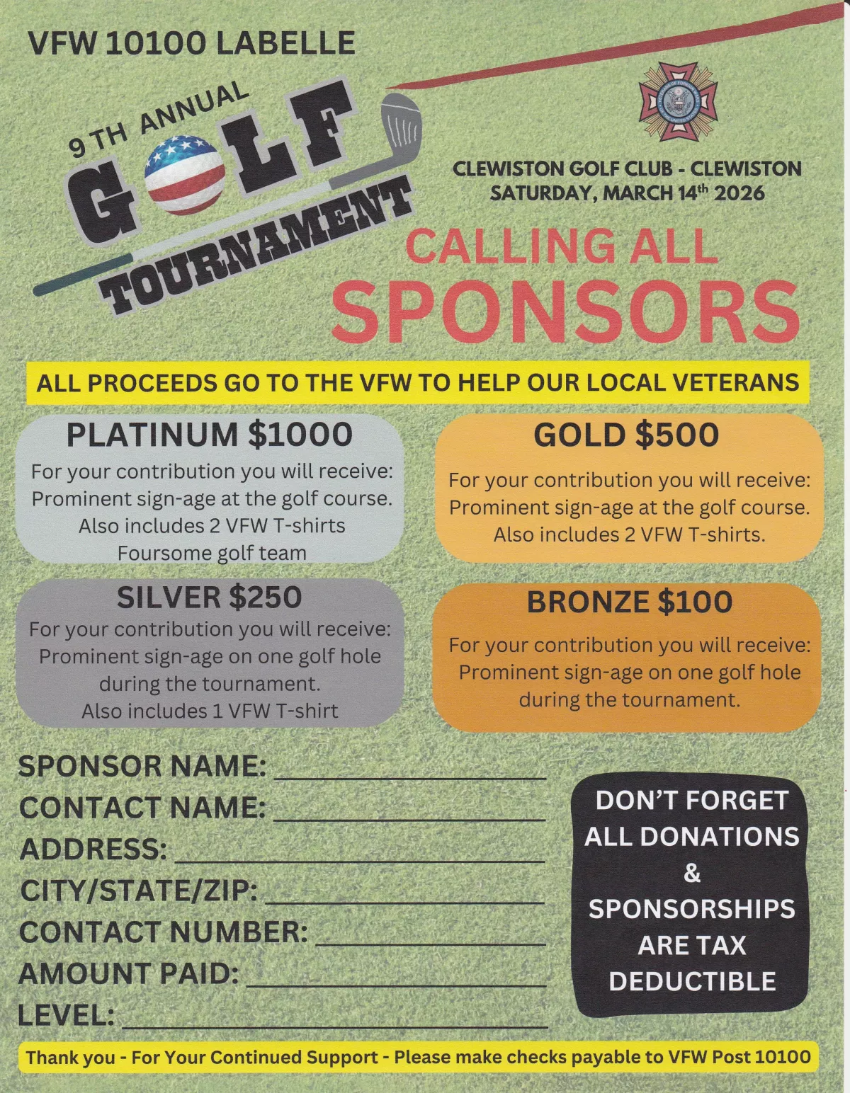 V.F.W. Post 10100 Tournament