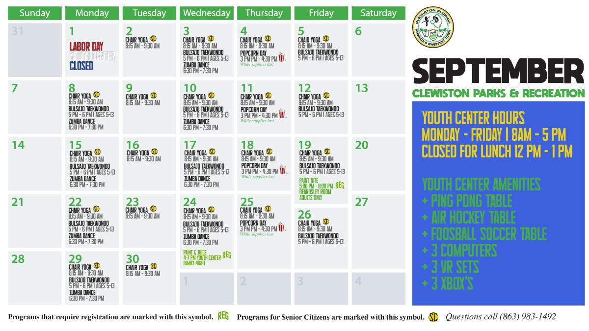 Parks and rec calendar